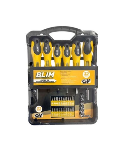 JUEGO 32 PIEZAS DESTORNILLADORES Y PUNTAS BLIM