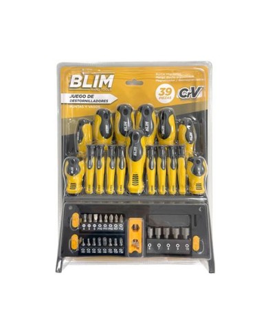JUEGO 39 PIEZAS DESTORNILLADORES, PUNTAS Y VASOS BLIM