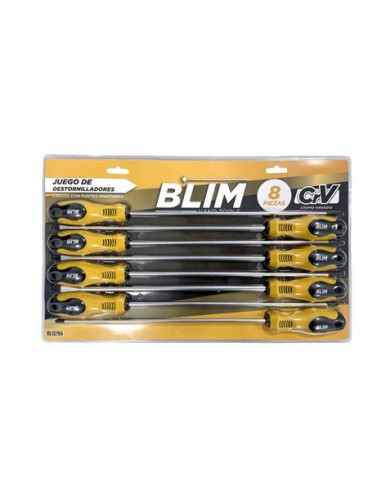 JUEGO 8 PIEZAS DESTORNILLADORES LARGOS BLIM