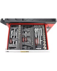 CARRO DE HERRAMIENTAS C.V. 156 PIEZAS 7 PARTICIONES MADER