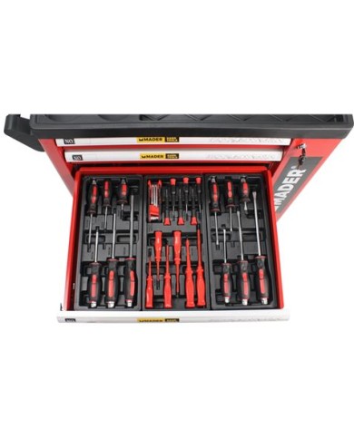 CARRO DE HERRAMIENTAS C.V. 156 PIEZAS 7 PARTICIONES MADER
