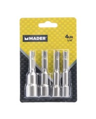 JUEGO DE 4 LLAVES DE VASOS MAGNÉTICO 1/4 MADER