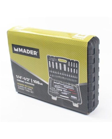 MALETÍN HERRAMIENTAS C.V. 108 PIEZAS 1/4 - 1/2 MADER
