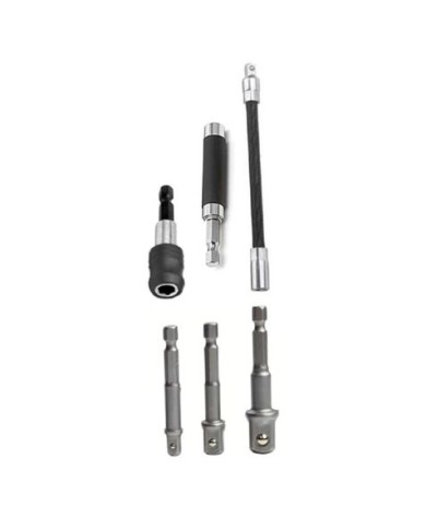 JUEGO 6 PCS ADAPTADORES LLAVE DE VASO + EXTENSIONES MADER