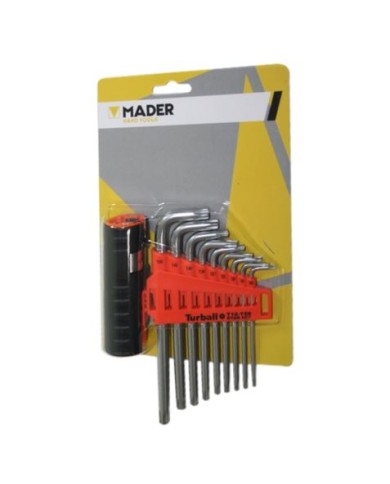 JUEGO LLAVES TORX CON ORIFICIO 9 PCS Y ADAPTADOR MADER