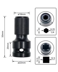 ADAPTADOR PARA LLAVES DE VASO DE IMPACTO DE 1/2 A 1/4 BLIM