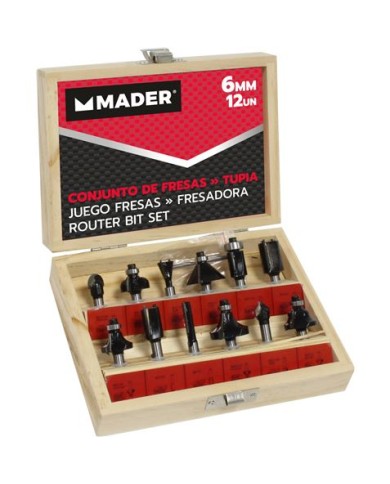 JUEGO 12 PCS FRESAS 6MM PARA MADERA MADER