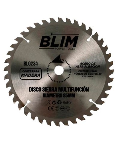 DISCO CORTE MADERA PARA SIERRAS MULTIFUNCION 85MM. BLIM