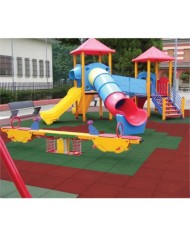 BALDOSA DE CAUCHO ANTITRAUMA 400X400X25MM COLOR LADRILLO ROJO ARTPLAST