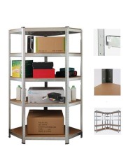 ESTANTERIA METÁLICA ESQUINERA GALVANIZADA 5 BALDAS 180X90X40X90CM BLIM