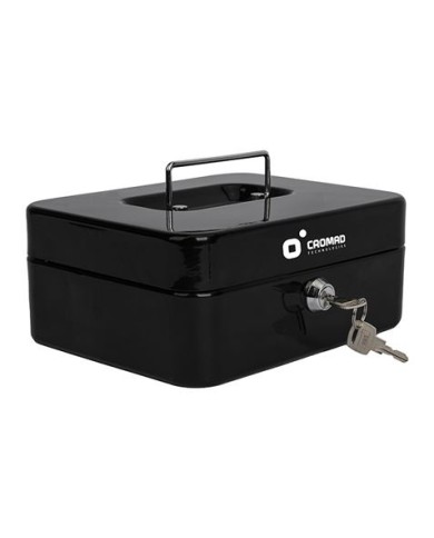 CAJA DE CAUDALES METÁLICA CON LLAVE 9X20X16CM 3 COMPARTIMENTOS CROMAD