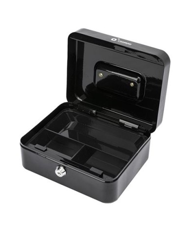 CAJA DE CAUDALES METÁLICA CON LLAVE 9X20X16CM 3 COMPARTIMENTOS CROMAD
