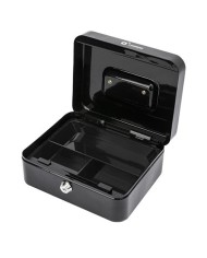 CAJA DE CAUDALES METÁLICA CON LLAVE 9X20X16CM 3 COMPARTIMENTOS CROMAD