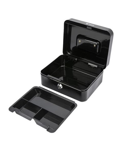 CAJA DE CAUDALES METÁLICA CON LLAVE 9X20X16CM 3 COMPARTIMENTOS CROMAD