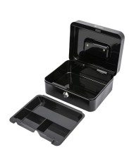 CAJA DE CAUDALES METÁLICA CON LLAVE 9X20X16CM 3 COMPARTIMENTOS CROMAD