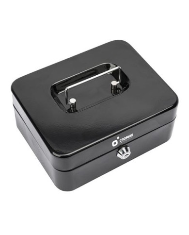 CAJA DE CAUDALES METÁLICA CON LLAVE 9X20X16CM 3 COMPARTIMENTOS CROMAD