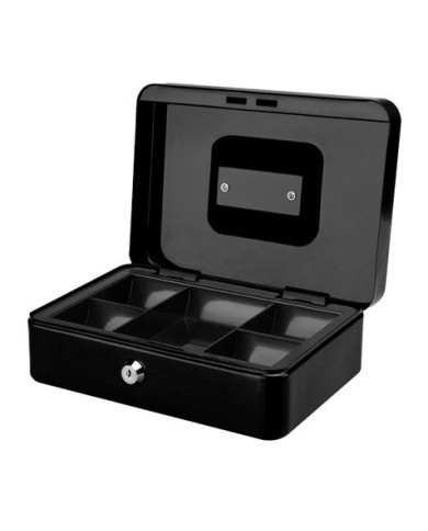 CAJA DE CAUDALES METÁLICA CON LLAVE 9X25X18CM 5 COMPARTIMENTOS CROMAD