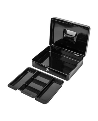 CAJA DE CAUDALES METÁLICA CON LLAVE 9X30X24CM 5 COMPARTIMENTOS CROMAD