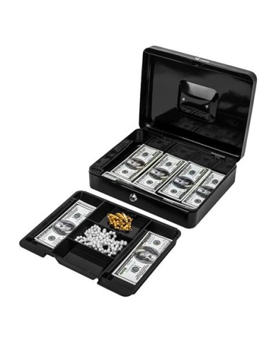 CAJA DE CAUDALES METÁLICA CON LLAVE 9X30X24CM 5 COMPARTIMENTOS CROMAD