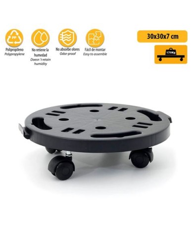 PLATAFORMA REDONDA CON RUEDAS 300X300X30MM ARTPLAST