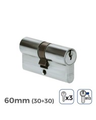 BOMBIN NIQUEL 60MM 30+30MM LEVA CORTA 3 LLAVES