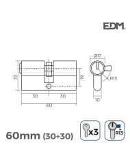 BOMBIN NIQUEL 60MM 30+30MM LEVA CORTA 3 LLAVES