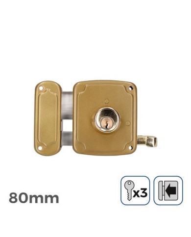 CERRADURA A IZQUIERDA 80MM 3 LLAVES