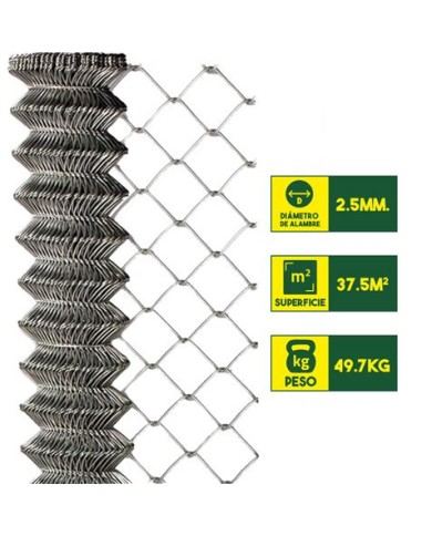 MALLA DE VALLADO GALVANIZADA 60X60X2.5MM 1.5X25 METROS SUNGARDEN