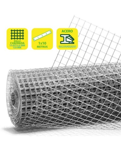 TELA METLICA GALVANIZADA 10.6X10.6X0.8MM 1X10 METROS SUNGARDEN