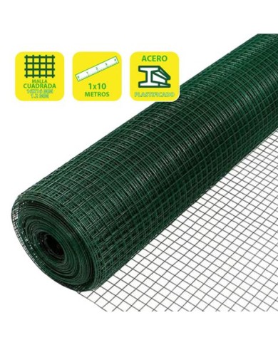 TELA METLICA PLASTIFICADA 16X16X1.2MM 1X10 METROS SUNGARDEN