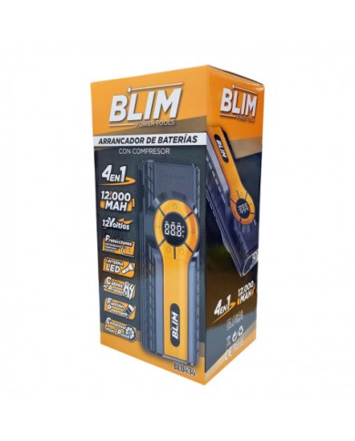 ARRANCADOR BATERIAS 4 EN 1 CON COMPRESOR 12.000 MAH BLIM