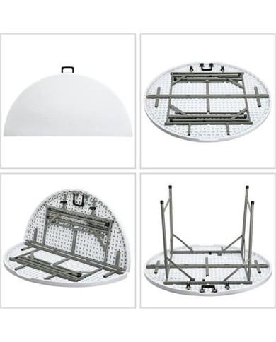 REACONDICIONADA MESA DE RESINA REDONDA PLEGABLE 160X74CM 4.5CM SUNGARDEN