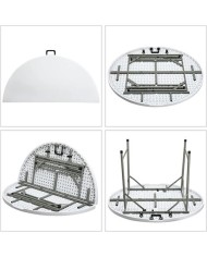 REACONDICIONADA MESA DE RESINA REDONDA PLEGABLE 160X74CM 4.5CM SUNGARDEN