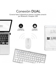 TECLADO + RATON SUBBLIM MULTIDISPOSITVO WIRELESS WHITE/SILVER