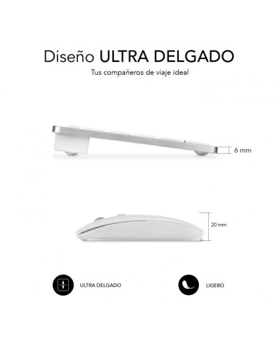 TECLADO + RATON SUBBLIM MULTIDISPOSITVO WIRELESS WHITE/SILVER