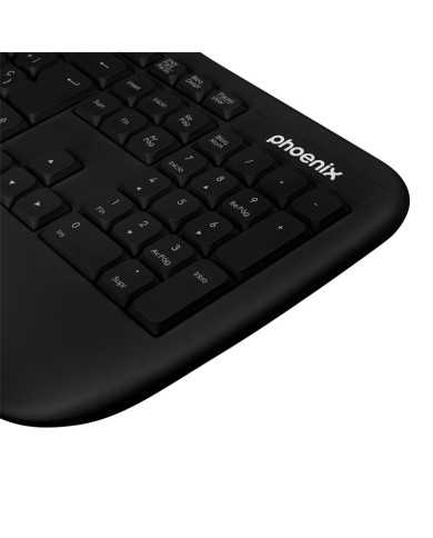 TECLADO PHOENIX K201 ERGONOMICO WIRELESS BLACK TECLADO PHOENIX K201 ERGONOMICO WIRELESS BLACK