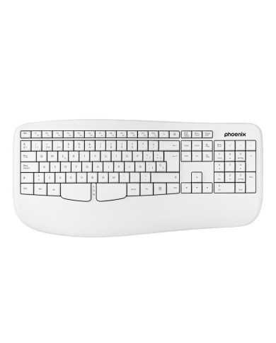 TECLADO PHOENIX K201 ERGONOMICO WIRELESS WHITE