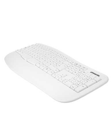 TECLADO PHOENIX K201 ERGONOMICO WIRELESS WHITE