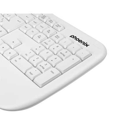 TECLADO PHOENIX K201 ERGONOMICO WIRELESS WHITE TECLADO PHOENIX K201 ERGONOMICO WIRELESS WHITE