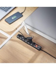 REGLETA TRUST 6 SCHUKOS INTERRUPTOR 1,8M BLACK