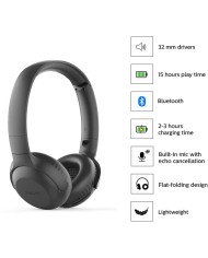 AURICULARES + MICROFONO PHILIPS TAUH202 BLUETOOTH BLACK