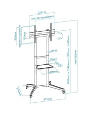 SOPORTE TV MONITOR TOOQ SUELO CON RUEDAS 37 - 70 50KG BLACK