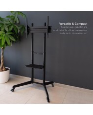 SOPORTE TV MONITOR TOOQ SUELO CON RUEDAS 37 - 70 50KG BLACK