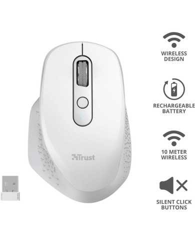 RATON TRUST OZAA ERGONOMICO RECARGABLE WIRELESS WHITE RATON TRUST OZAA ERGONOMICO RECARGABLE WIRELESS WHITE