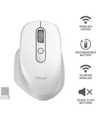 RATON TRUST OZAA ERGONOMICO RECARGABLE WIRELESS WHITE