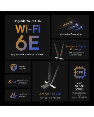 WIRELESS ADAPTADOR PCIE TP-LINK ARCHER TXE72E WIFI 6E AXE5400