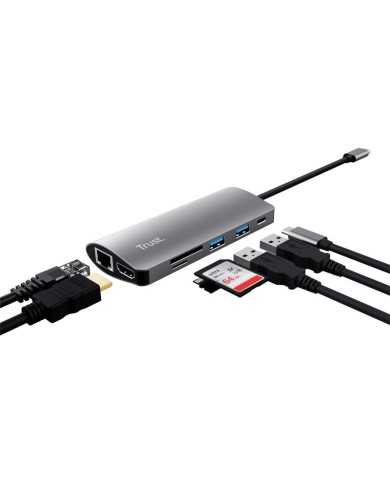 HUB TRUST DALYX USB-C 7 EN 1 HDMI USB-C USB MICRO SD RJ45 SILVER HUB TRUST DALYX USB-C 7 EN 1 HDMI USB-C USB MICRO SD RJ45 SILVER