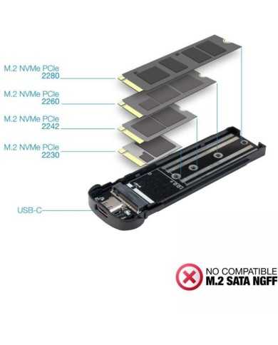 CAJA EXTERNA TOOQ ALUMINIO SSD M.2 NVME USB 3.1 RED