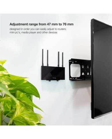 SOPORTE DE PARED UNIVERSAL TOOQ PARA ROUTER MINI PC MULTIMEDIA 5KG BLACK