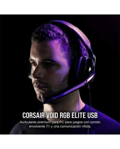 AURICULARES + MICROFONO CORSAIR VOID USB ELITE GAMING HEADSET RGB 7.1 BLACK